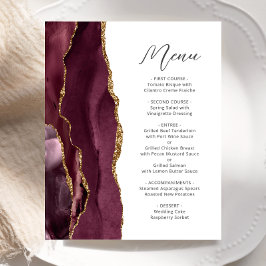 Budget Bourgogne Gold Agate Script Wedding Menu