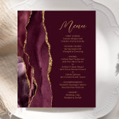 Budget Bourgogne Gold Agate Script Wedding Menu