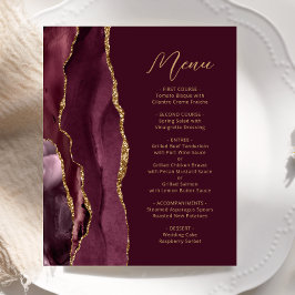 Budget Bourgogne Gold Agate Script Wedding Menu