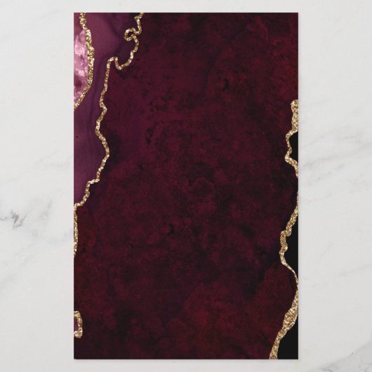 Budget Bourgogne Gold Agate Script Weduwen Invite (Achterkant)