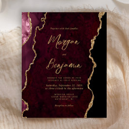 Budget Bourgogne Gold Agate Script Weduwen Invite