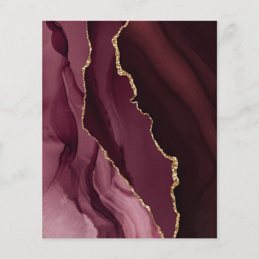 Budget Bourgogne Gold Agate Wedding Invitation (Achterkant)