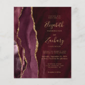 Budget Bourgogne Gold Agate Wedding Invitation (Voorkant)
