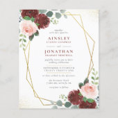 Budget Bourgogne Gold en Blush Pink Floral Wedding (Voorkant)