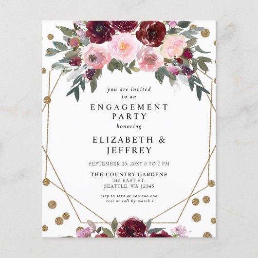 Budget Bourgogne Gold Engagement Party - Uitnodigi (Voorkant)