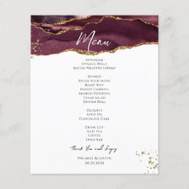 Budget Bourgogne Gold Glitter Marble Wedding Menu
