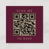 Budget Bourgogne Gold Script Wedding QR Code RSVP Informatiekaartje (Achterkant)