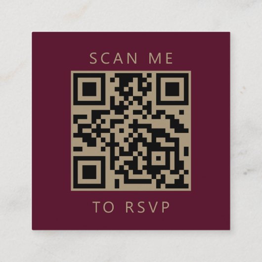 Budget Bourgogne Gold Script Wedding QR Code RSVP Informatiekaartje (Achterkant)