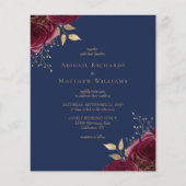 Budget Bourgogne Goud Bloemen Marine Blauw Bruilof (Voorkant)