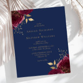 Budget Bourgogne Goud Bloemen Marine Blauw Bruilof