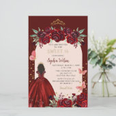 Budget Bourgogne Goud Bloemen Prinses Sweet 16 (Staand voorkant)