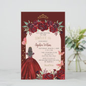 Budget Bourgogne Goud Bloemen Prinses Sweet 16 (Staand voorkant)