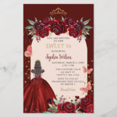 Budget Bourgogne Goud Bloemen Prinses Sweet 16 (Voorkant)