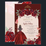 Budget Bourgogne Goud Bloemen Prinses Sweet 16<br><div class="desc">Budget Elegant Burgundy Gold Floral Princess Sweet 16 Uitnodiging</div>