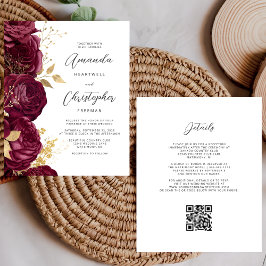 Budget Bourgogne Goud Bloemen QR Code Huwelijksuit