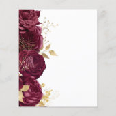 Budget Bourgogne Goud Bloemen Script Bruiloft Menu (Achterkant)