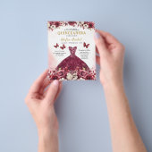 Budget Bourgogne Goud Tweetalig Spaans Quinceanera Flyer (Hand)