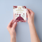 Budget Bourgogne Goud Tweetalig Spaans Quinceanera Flyer (Hand)