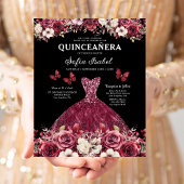 Budget Bourgogne Goud Tweetalig Spaans Quinceanera Flyer