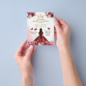 Budget Bourgogne Goud Tweetalig Spaans Quinceanera Flyer (Hand)