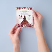 Budget Bourgogne Goud Tweetalig Spaans Quinceanera Flyer (Hand)