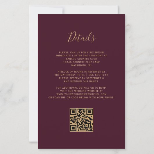 Budget Bourgogne Gouden Agaat QR Code Huwelijk (Achterkant)