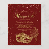 BUDGET Bourgogne Gouden Glitter Masquerade Verjaar (Voorkant)