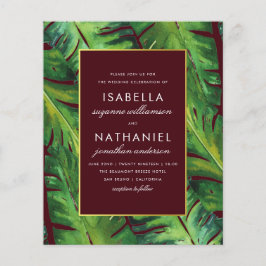 Budget Bourgogne & Green Tropical Leaves Wedding