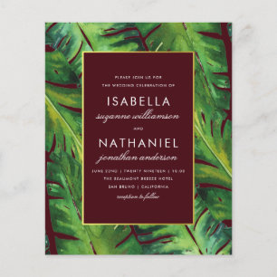 Budget Bourgogne & Green Tropical Leaves Wedding