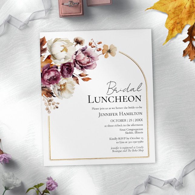 Budget Bourgogne Herfst Bruids Luncheon Uitnodigin (Creator heeft geüpload)