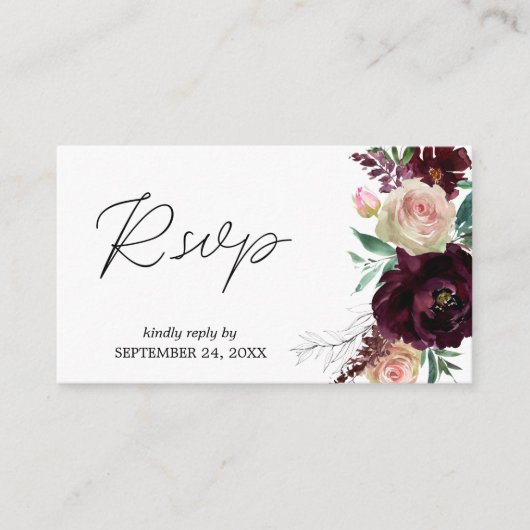 Budget Bourgogne & Light Pink Floral 2SMb Meal RSV Informatiekaartje (Voorkant)