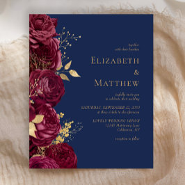 Budget Bourgogne Marine Blauw Bloemen Bruiloft Uit