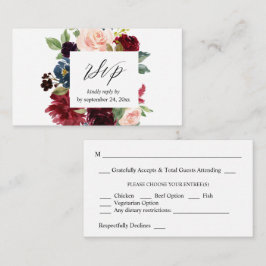 Budget Bourgogne, marine en roze Floral 2SM Meal R Informatiekaartje