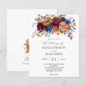 Budget Bourgogne, marine, Oranje Herfst Floral Wed (Voorkant / Achterkant)