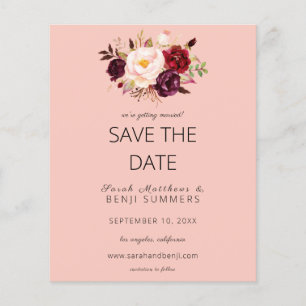 Budget Bourgogne Marsa Floral Save the Date-Roze 2 Flyer