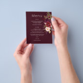 Budget Bourgogne Marsala & Pink Floral Menu - Burg (Hand)
