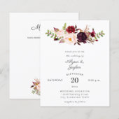 Budget Bourgogne Marsala & Roze Floral Wedding (Voorkant / Achterkant)