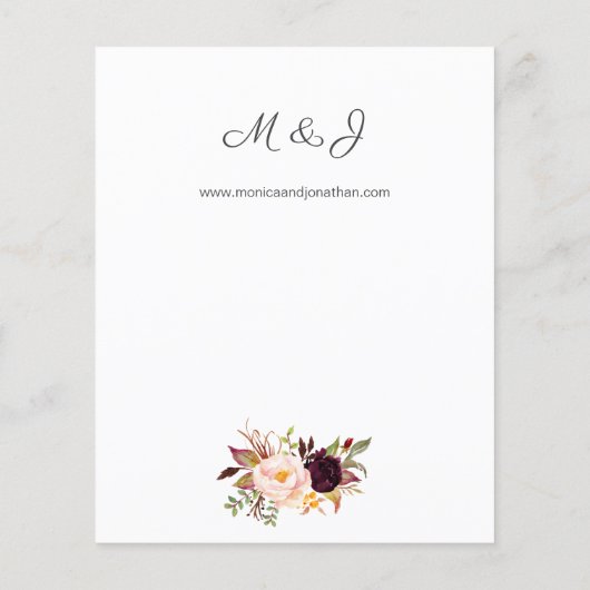 Budget Bourgogne Marsala & Roze Floral Wedding (Achterkant)