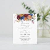 Budget Bourgogne Navy Oranje Herfst Bloemenbruilof (Staand voorkant)