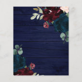 Budget Bourgogne & Navy Wood bruiloft uitnodiging (Achterkant)