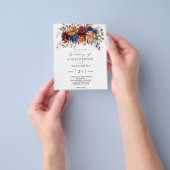 Budget Bourgogne & Oranje Herfst Floral Wedding Flyer (Hand)