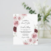 Budget Bourgogne Pink Floral QR Code Weddenschap U (Staand voorkant)