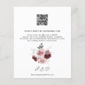 Budget Bourgogne Pink Floral QR Code Weddenschap U (Achterkant)