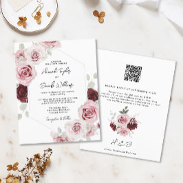 Budget Bourgogne Pink Floral QR Code Weddenschap U