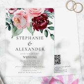 Budget Bourgogne Pink Floral QR Code Weddenschap U