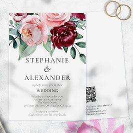 Budget Bourgogne Pink Floral QR Code Weddenschap U