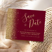 Budget Bourgogne Red Gold Glitter Save the Date