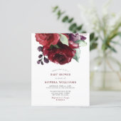 Budget Bourgogne Red Rose Baby shower Invitation (Staand voorkant)