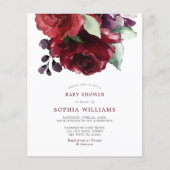 Budget Bourgogne Red Rose Baby shower Invitation (Voorkant)
