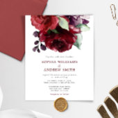 Budget Bourgogne Rode Rose Bloem Bruiloft Uitnodig